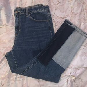 Patchwork  Ankle Jeans (semi flare)
